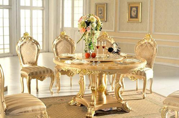 Mẫu bàn ăn cổ điển mặt đá cẩm thạch